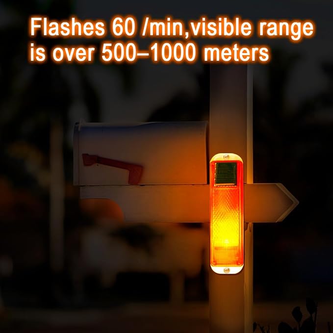 Aolyty Solar Strobe Warning Light Sensitive LED Warning Lamp Super Bright IP54 Waterproof Light Control Flashing Beacon Barricade Construction Safety Road Signs Flash Traffic Lights (Yellow)