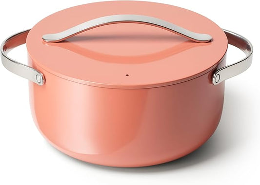 Caraway Nonstick Ceramic Dutch Oven Pot with Lid (6.5 qt, 10.5") - Non Toxic, PTFE & PFOA Free - Oven Safe & Compatible with All Stovetops (Gas, Electric & Induction) - Perracotta