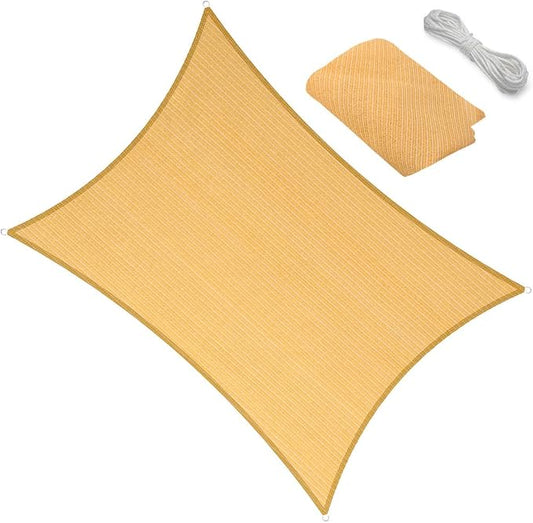 14' x 26' Yellow Outdoor Sun Shade Sail Canopy ??UV Resistant Permeable Awning Fabric for Patio, Garden, Backyard, Pergola, Carport, Lawn Shelter Cover