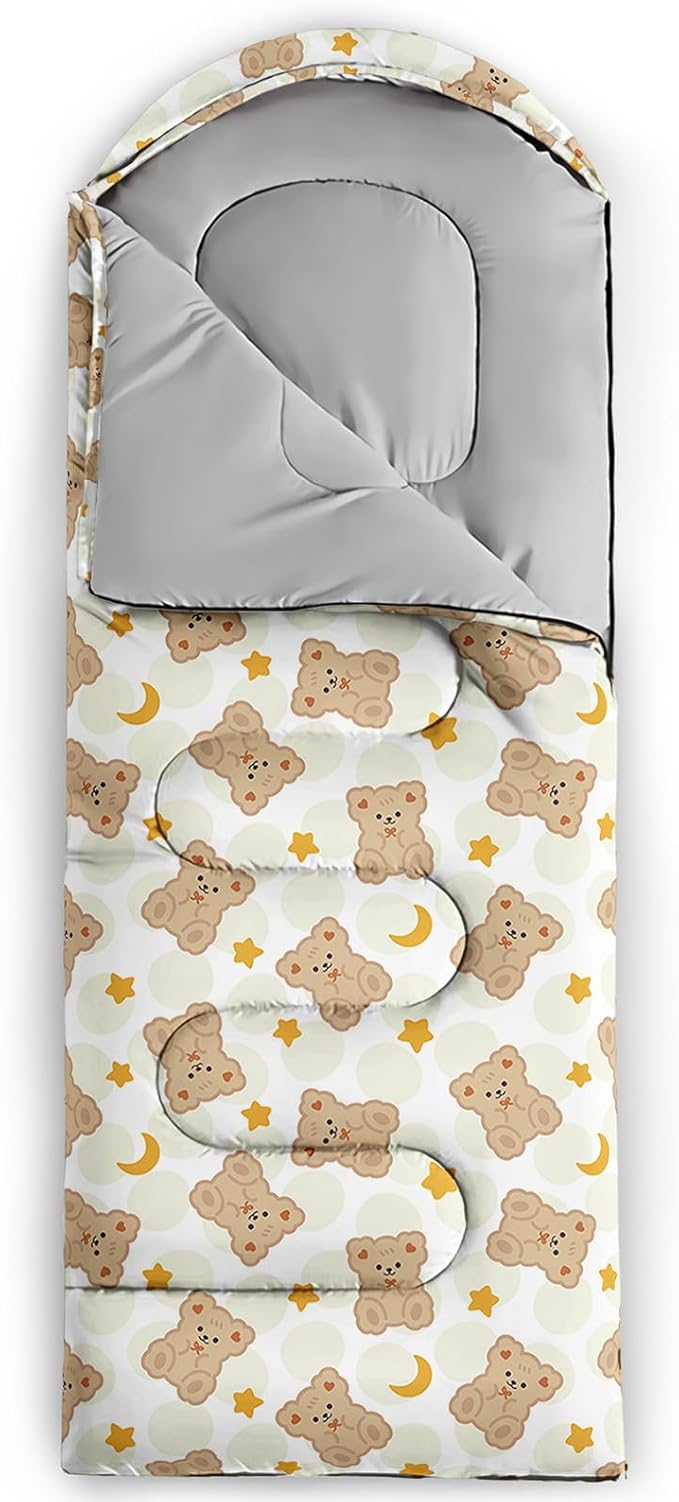 AILONEN Pink Lovely Rabbit Sleeping Bag for Girls Kids Adults,Warm and Cool Weather,Lightweight,Waterproof Backpacking,Cartoon Flowers Printed Bunny Sleeping Bag for Camping