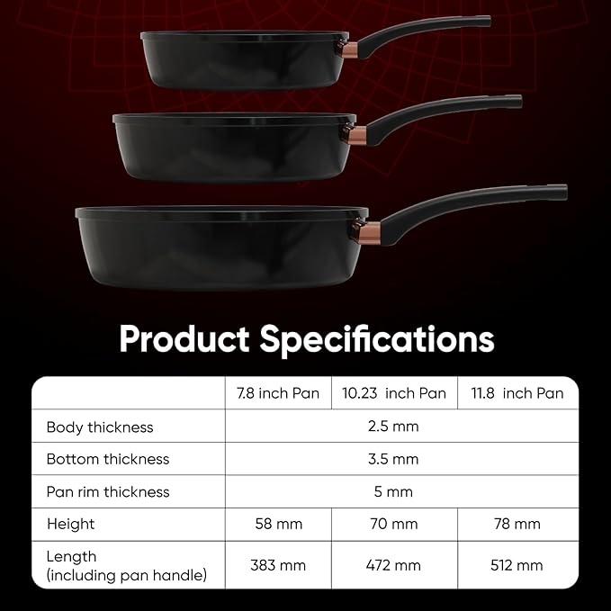 Sunhouse Ultra Titanium Nonstick Coating Aluminum Pan with 4-Layer Non-stick Coating, Non-Toxic, PTFE PFOA & PFAS Free, Stay-Cool Handle, Compatible with All Stovetops (8 inch)