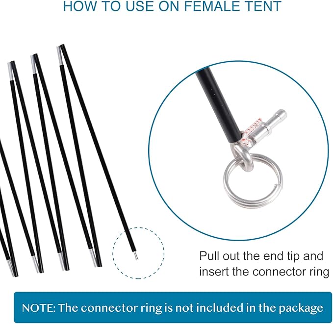 Aluminum Tent Poles Replacement, Black Pre-Assembled Tent Pole, 7001 T6 Heated Camping Tent Rod