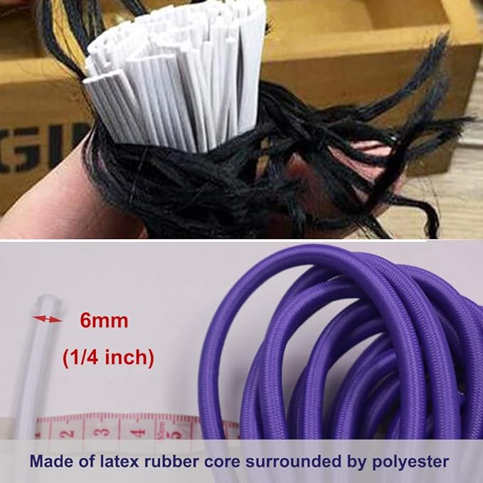 1/4" Elastic Bungee Shock Cords, 25 Feet Marine Grade Kayak Heavy Stretch String Rope & Tie Down Trailer Straps for DIY Projects Silver Gray