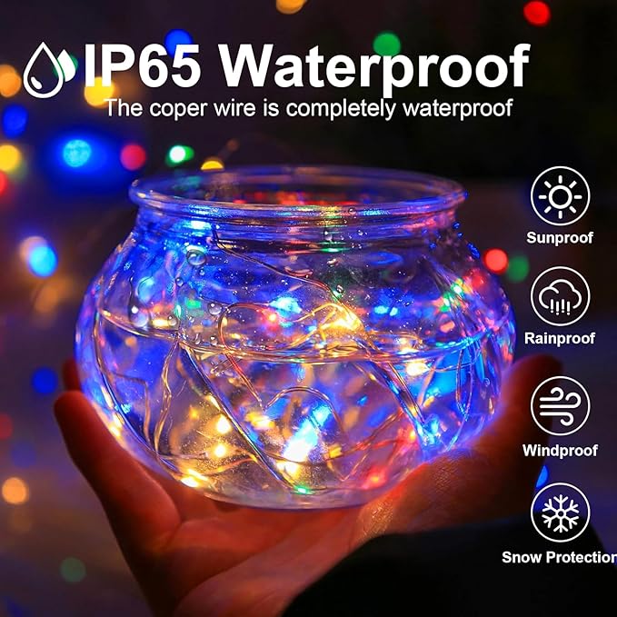 2Pack USB Plug in Fairy String Lights,16ft 50 LED Copper with Remote and Timer, 8 Modes Waterproof Twinkle String Lights Battery Powered for Bedroom Indoor Party Wedding Christmas Decoration