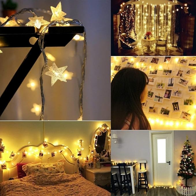 33ft 80 LED USB Star String Lights – Warm White Fairy Lights for Bedroom, Wedding, Party, Christmas, Indoor & Outdoor Decoration