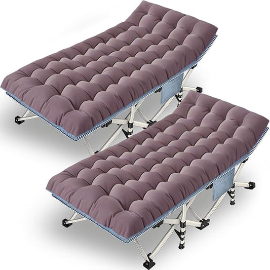 XXL Camping Cot 2 Pack Oversized Folding Cot for Adults Cots for Sleeping with Mattress Heavy Duty Portable Camping Bed with Carry Bag Cots for Hiking Camping Easy to Set Up Office Nap Outdoor Indoor