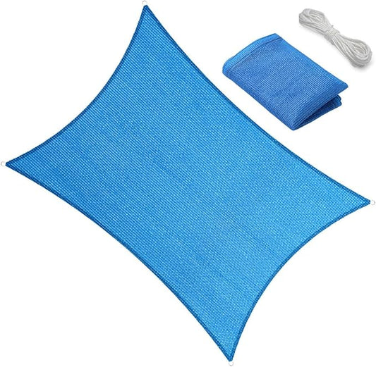 14' x 25' Blue Outdoor Sun Shade Sail Canopy ??UV Resistant Permeable Awning Fabric for Patio, Garden, Backyard, Pergola, Carport, Lawn Shelter Cover