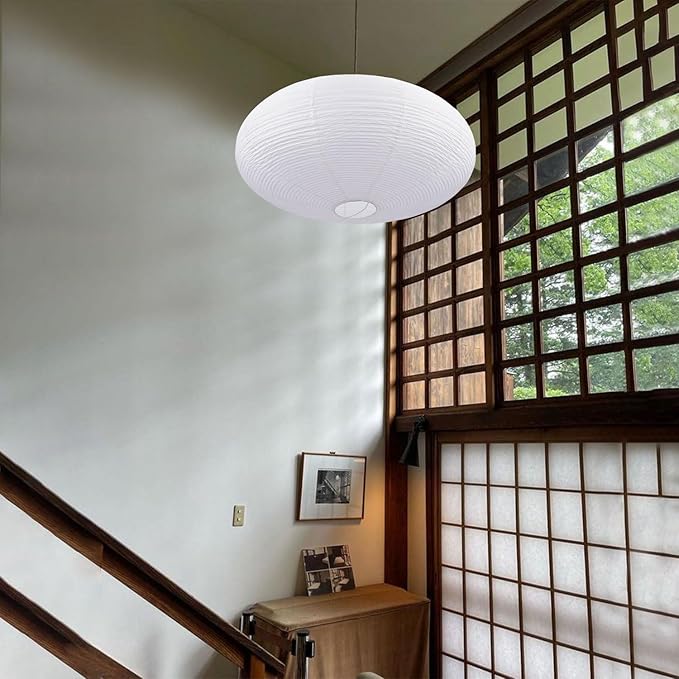 White Oval Paper Lanterns-22in Large Hanging Paper Lantern Lamp, Chinese/Japanese Paper Pendant Lampshade for Party Decoration, Wedding, Home Decor Paper Ceiling Lampshade(2 Pack)