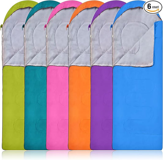 Macarrie 6 Pack Camping Sleeping Bags Bulk for Adults, 4 Season Cold Weather Sleeping Bag with Compression Sack Lightweight Waterproof Essential Gear for Backpacking Hiking Travel