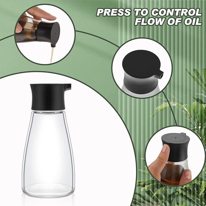 Tanlade 18 Pcs Soy Sauce Dispenser Leakproof Cruet Dispenser Set Small Sauce Bottles Glass Soy Container Oil Dispensing Bottles Seasoning Vinegar Cruet with Lid for Kitchen Cooking, Black
