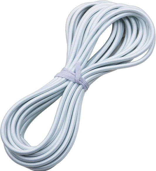 1/4" Elastic Bungee Shock Cords, 25 Feet Marine Grade Kayak Heavy Stretch String Rope & Tie Down Trailer Straps for DIY Projects White