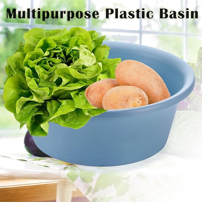 4 Pack Round Plastic Wash Basin, 5 Quart Small Basin Tub Stackable Camping Basin for Washing Face, Fruit, Dishes, Bottles, Home Kitchen Sink, 11.6 X 4.3 Inches, 4 Colors