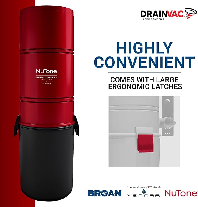 Broan-nutone 650 Air watts Central Vacuum System and Deluxe Multi-Surface Tool Set for Cleaning Floors,Carpets Anti-Vibration, Powerful Suction