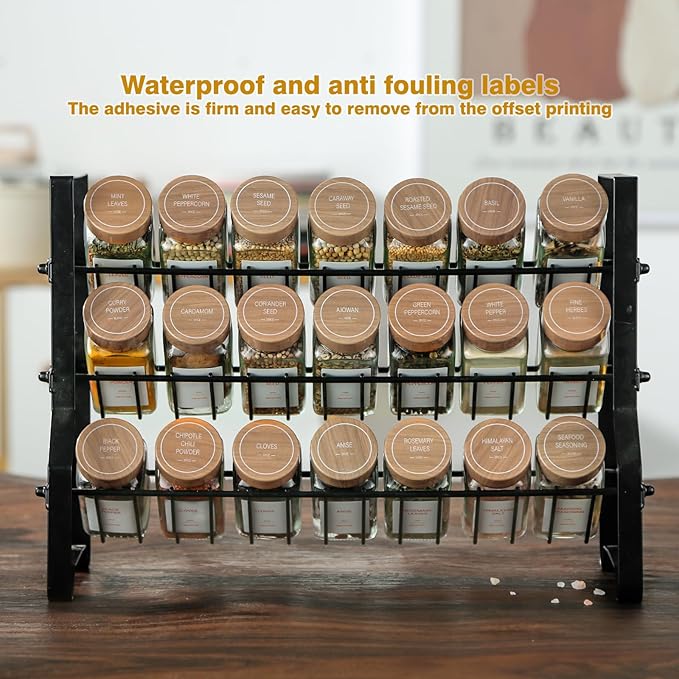 Spice Jars with Label，4oz Seasoning Containers, Glass Spice Bottles with Shaker Lids,Funnel, Chalk Pen (48)