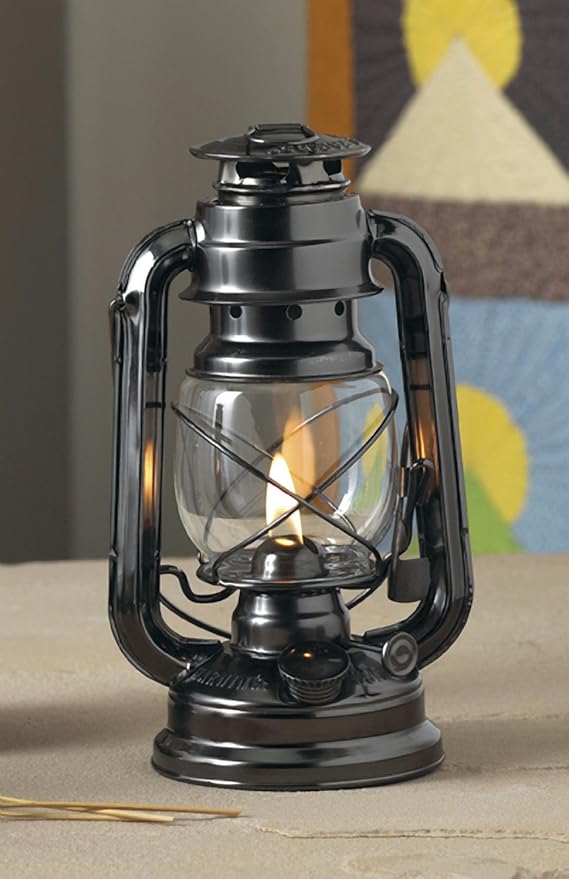 Lamplight Large Paraffin Oil Indoor Lamp 2-Pack, Hurricane Lamp, Emergency Kit, 52664 Farmer’s Lantern Indoor Oil Lamp, Black, Original