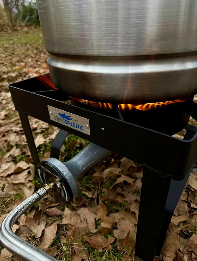 200,000 High BTU Propane Burner | High Pressure 0-20 PSI Steel Braided Hose with Adjustable Regulator | Heavy Duty Burner Stove for Outdoor Cooking, Frying, Boiling, and Camping