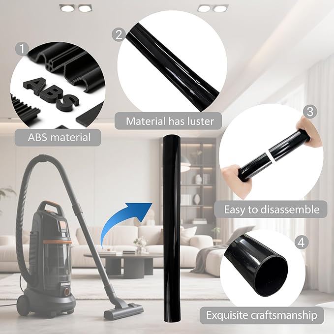 Vacuum Extension Tubes, 1.25 Inch Diameter, 2P 17.71"and 1P 14.76" Length - Black | Compatible with 1-1/4 Inch Hose Wet/Dry Vacuum Cleaners | Versatile Tool (Black, 2P 17.71 "+1P 14.76 ")