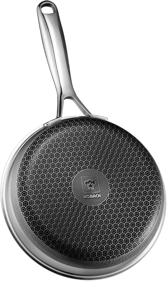 8in Nonstick Frying Pan - Stainless Steel Skillet, Dishwasher & Oven Safe, Compatible with Induction & Gas Stoves, Non-Toxic & Easy to Clean