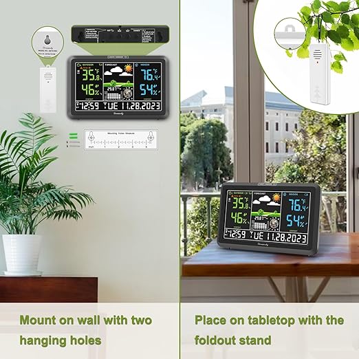 DreamSky Weather Station Indoor Outdoor Thermometer Wireless with Digital Atomic Clock for Home, Large Display with Adjustable Backlight, USB Port, Inside Outside Temperature Humidity Monitor