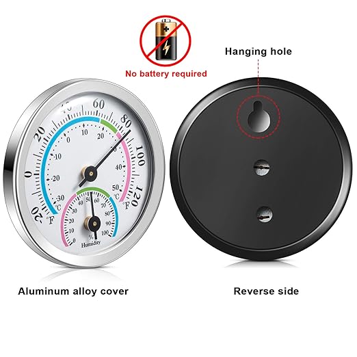 Weewooday 3 Pcs Indoor Outdoor Thermometer 2 in 1 Mini Home Temperature Humidity Hygrometer Monitor Gauge for Home Offices Wall(Silver)