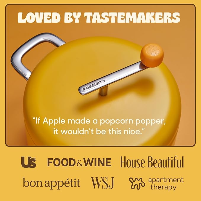 Popsmith Popcorn Popper in Butter - 6 Quart Stovetop Popcorn Machine - Stainless Steel Popcorn Maker Compatible with All Stovetops