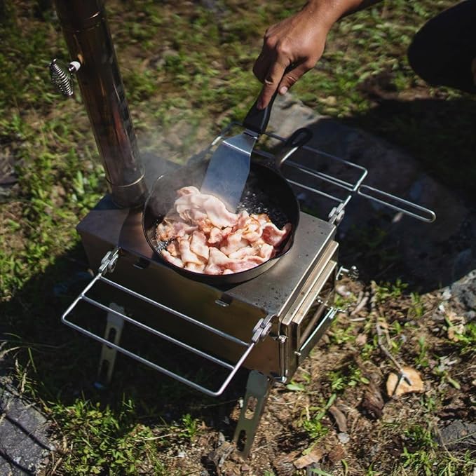 Winnerwell Nomad Medium Tent Stove | Tiny Portable Wood Burning Stove for Tents, Shelters, and Camping | 800 Cubic Inch Firebox | Precision Stainless Steel Construction | Includes Chimney Pipe
