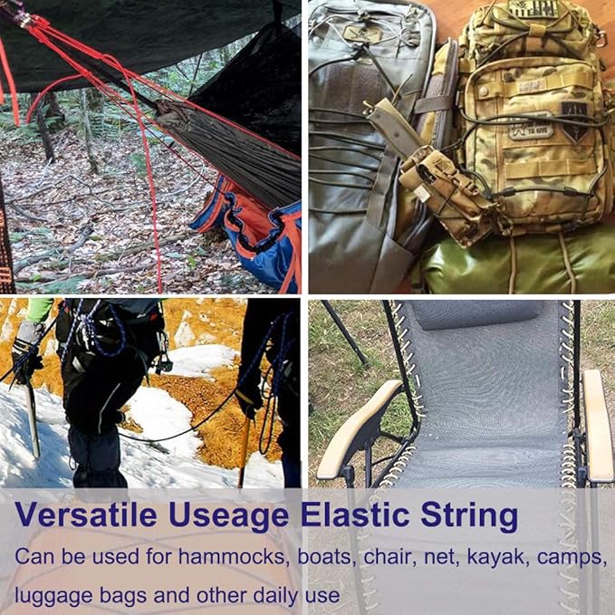 1/4" Elastic Bungee Shock Cords, 25 Feet Marine Grade Kayak Heavy Stretch String Rope & Tie Down Trailer Straps for DIY Projects Brown