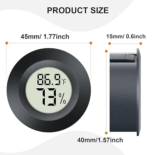 6-Pack Mini Hygrometer Gauge Indoor/Outdoor Thermometer, Digital Humidity Temperature Meter for Humidifiers Dehumidifiers Greenhouse Reptile Plant Humidor, Fahrenheit(℉) or Celsiu(℃)