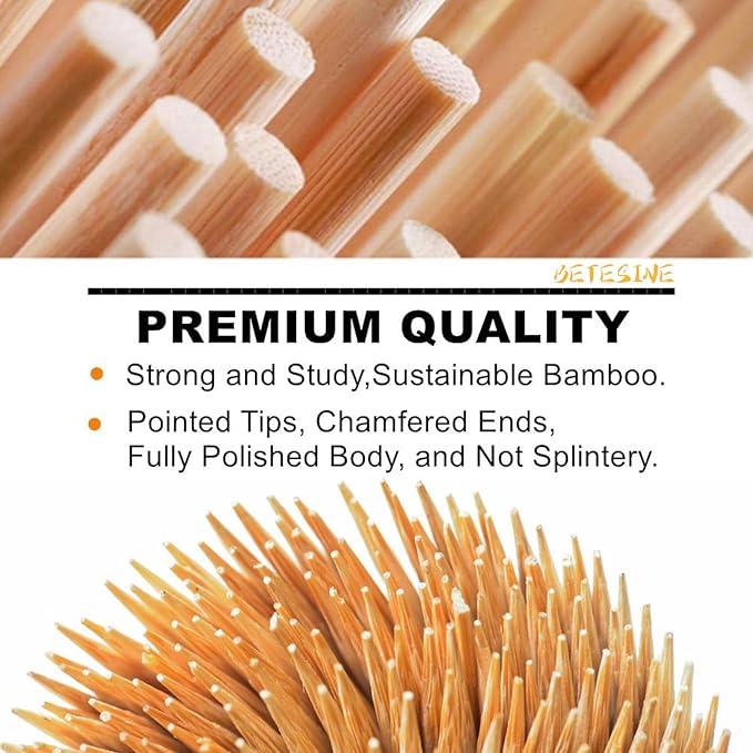 BETESINE 6.3mm Thick Bamboo Marshmallow Roasting Sticks, 24 Inch Extra Long Wooden S'mores Sticks for Fire Pit, BBQ, Camping, Sausage, Marshmallow Skewers – 100 PCS