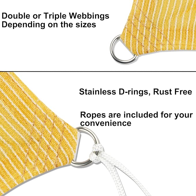 15' x 19' Yellow Outdoor Sun Shade Sail Canopy ??UV Resistant Permeable Awning Fabric for Patio, Garden, Backyard, Pergola, Carport, Lawn Shelter Cover