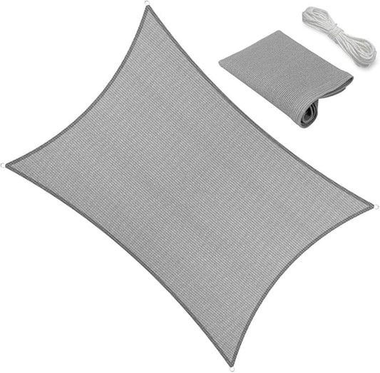 15' x 16' Grey Outdoor Sun Shade Sail Canopy ??UV Resistant Permeable Awning Fabric for Patio, Garden, Backyard, Pergola, Carport, Lawn Shelter Cover