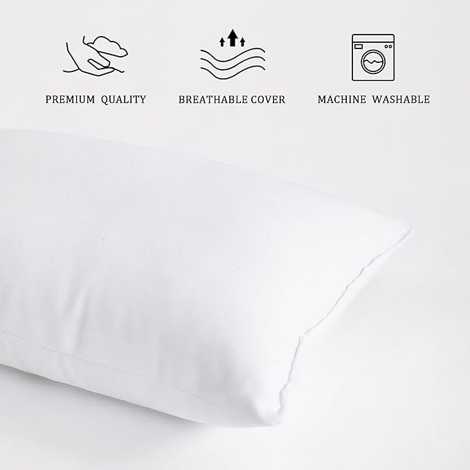 BEDSUM 2 Pack Microfiber Pillows, 13"x18" for Travel, Pets - Soft, Machine Washable Small Pillow for Neck, Wrist, and Knee Comfort, White