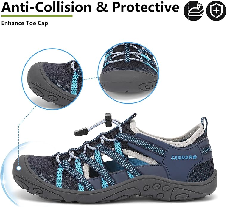 Mishansha Womens Hiking Sandals Closed Toe Comfortable Sport Sandal Non-Slip Quick Dry Water Shoes for Outdoor Beach Trekking