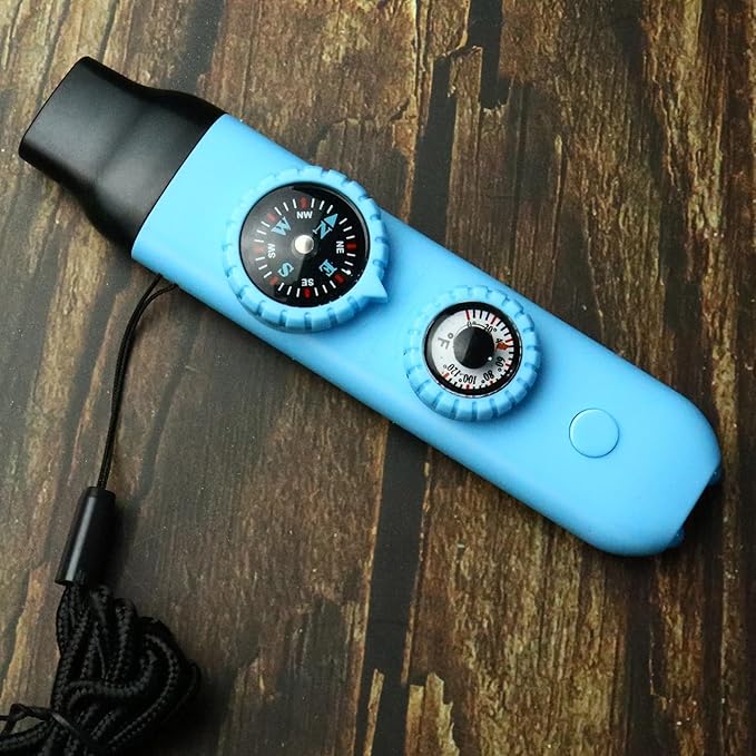 Emergency Survival Safety Whistle，Whistle for Kids with Lanyard,Compass,Thermometer,Ideal for Kayaking, Boating, Hiking, Camping, Climbing
