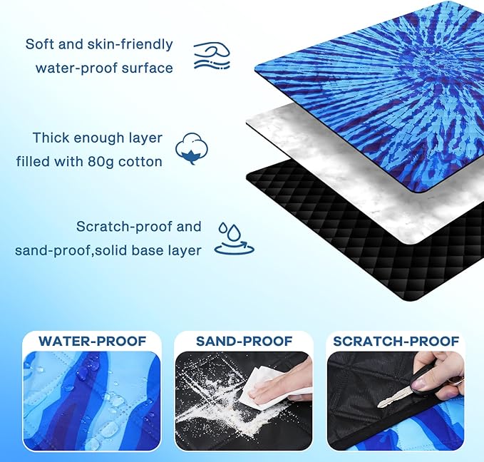 Genovega Waterproof Picnic Blanket Outdoor Camping Beach Mat Extra Large Foldable Car Essential Roadtrip Gadget Rv Accessories Glamping Tent Gear Must Haves Hiking Stuff Backpacking Necessities Gift
