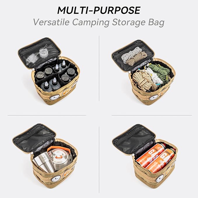 HIKEMAN Camping Portable Spice Set with 9 Spice Containers Pepper & Salt Spice Shakers, Separable Storage Bag for Outdoor Travel Camping BBQ Picnic (Army Green)