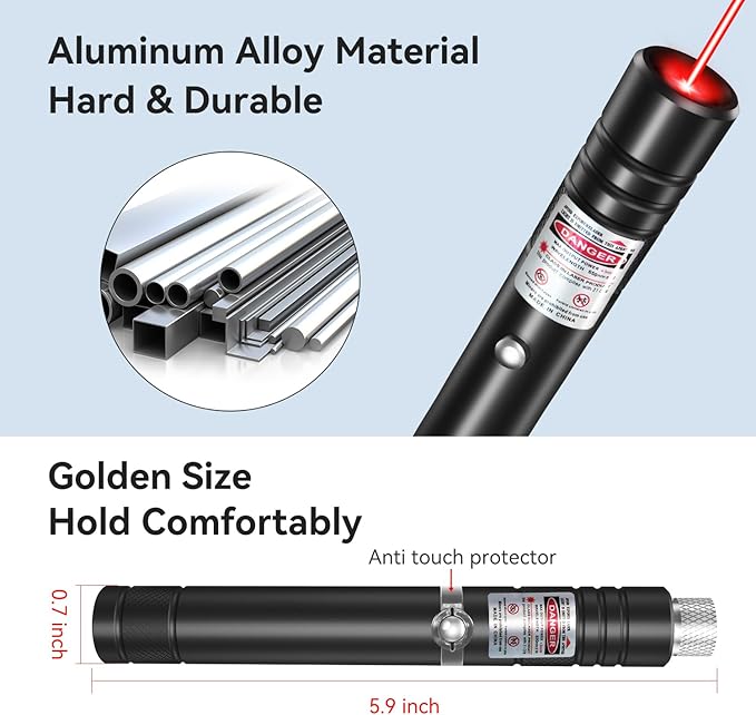 [Professional] Rechargeable Red Line Light Flashlight Long Distance Range for TV/LED/LCD Screens Tactical Flashlights Presentation Office/Outdoors/Astronomic/Construction [001]