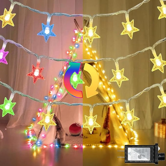 Star String Lights 360 LED 132FT, 8 Modes Plug in Star Fairy Lights with Timer & Memory, Indoor Outdoor Star Christmas Lights for Birthday Party Bedroom Wedding Home Classroom Decor Macaron Colors