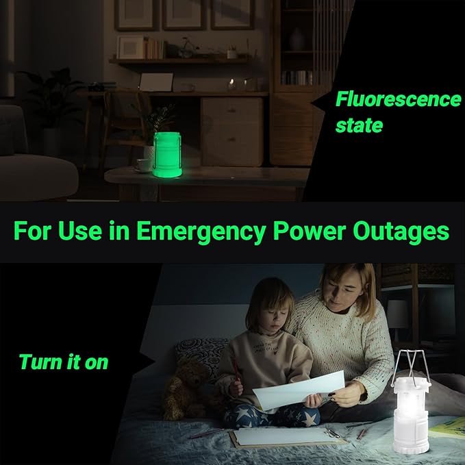 KUNHE LED 10 Pack Glow-in-The-Dark Camping Lanterns Battery Powered (Includes 30 AA Alkaline Batteries) 350 Lumens IPX4 Water Resistant Lanterns for Power Outages Emergency Hurricane Storms