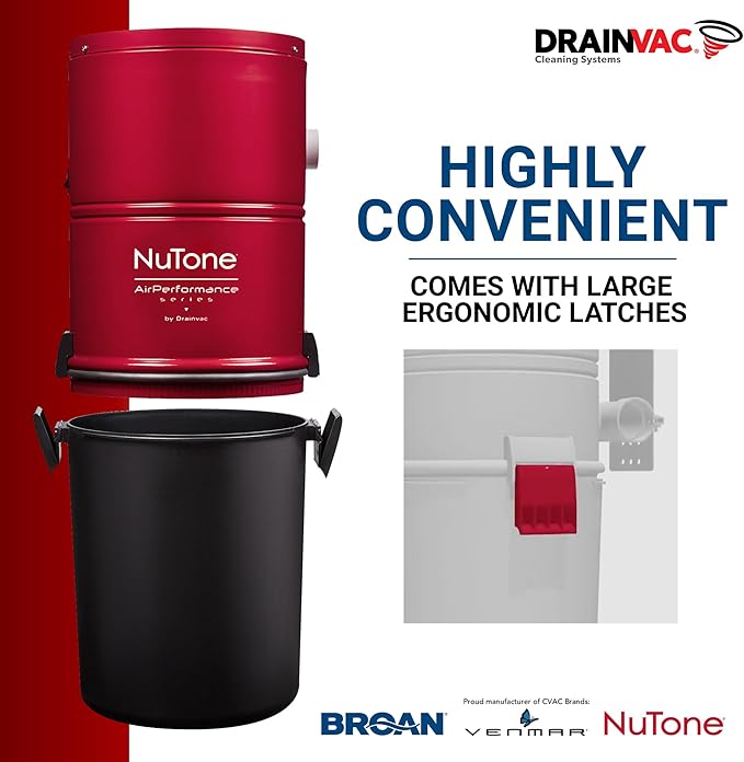 Broan-nutone 550 Air watts Residential Central Vacuum System with Standard Tool Set Accessories for Cleaning Floors, Carpets, Furniture, or Any Surfaces - Anti-Vibration, Powerful Suction