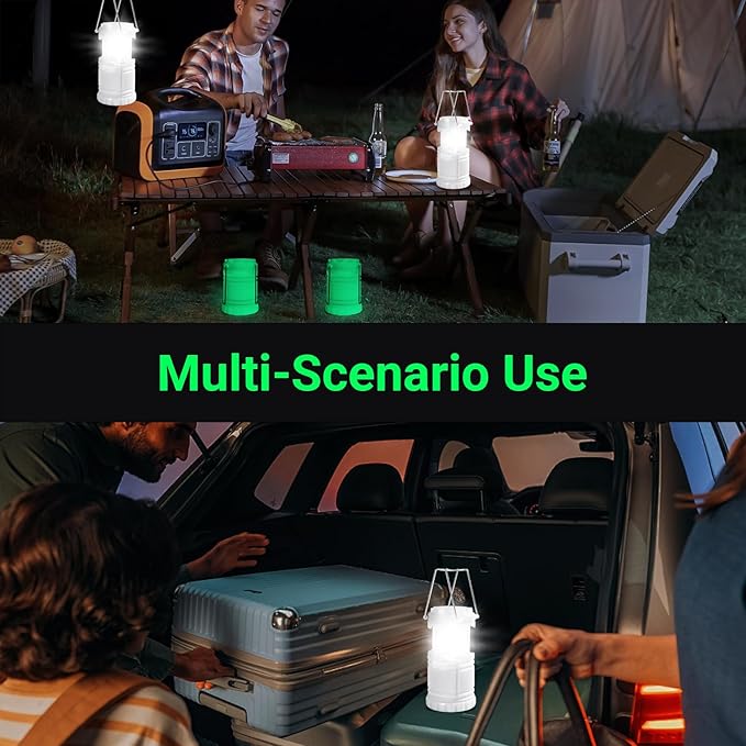 KUNHE LED 10 Pack Glow-in-The-Dark Camping Lanterns Battery Powered (Includes 30 AA Alkaline Batteries) 350 Lumens IPX4 Water Resistant Lanterns for Power Outages Emergency Hurricane Storms