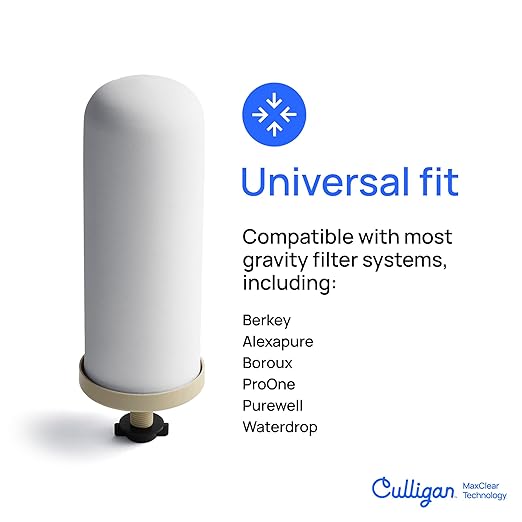 Culligan with MaxClear Technology 3 Gallon Gravity Water Filter System, Polished Countertop Ceramic Water Filter Dispenser NSF/ANSI Certified to Reduce Lead, Microplastics & Total PFAS, with 6 Filters