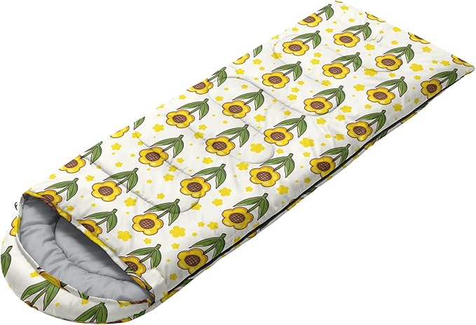 AILONEN Pink Lovely Rabbit Sleeping Bag for Girls Kids Adults,Warm and Cool Weather,Lightweight,Waterproof Backpacking,Cartoon Flowers Printed Bunny Sleeping Bag for Camping