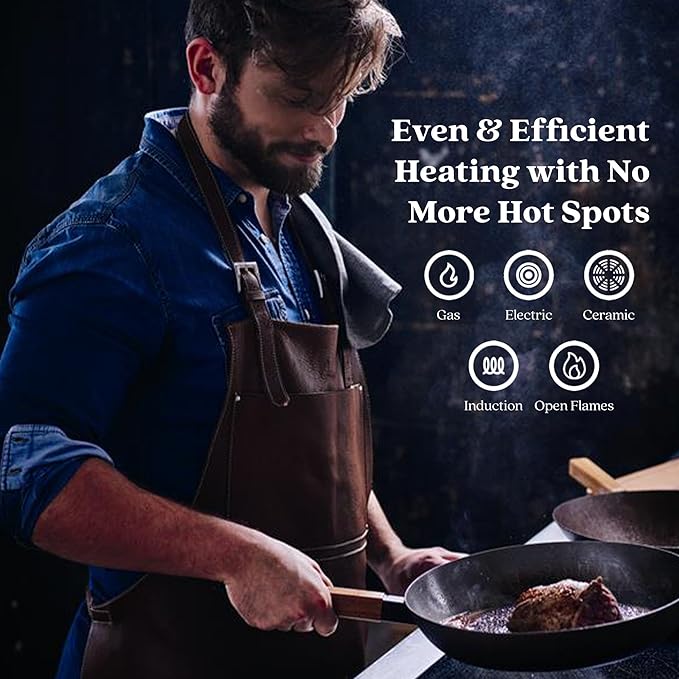 Alva Forest 8" & 11" Seasoned Blue High Carbon Steel Pan Set Natural Non Stick Frying Pans Non Toxic PFAS PFOA PTFE Free Carbon Steel Frying Pans Healthy Nonstick Pan Safe in All Stovetop & BBQ
