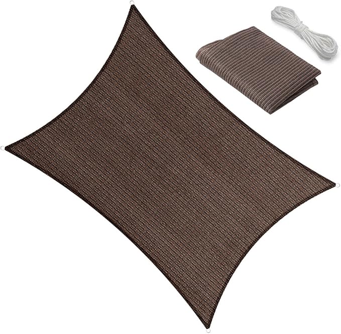 10' x 10' Brown Outdoor Sun Shade Sail Canopy ??UV Resistant Permeable Awning Fabric for Patio, Garden, Backyard, Pergola, Carport, Lawn Shelter Cover
