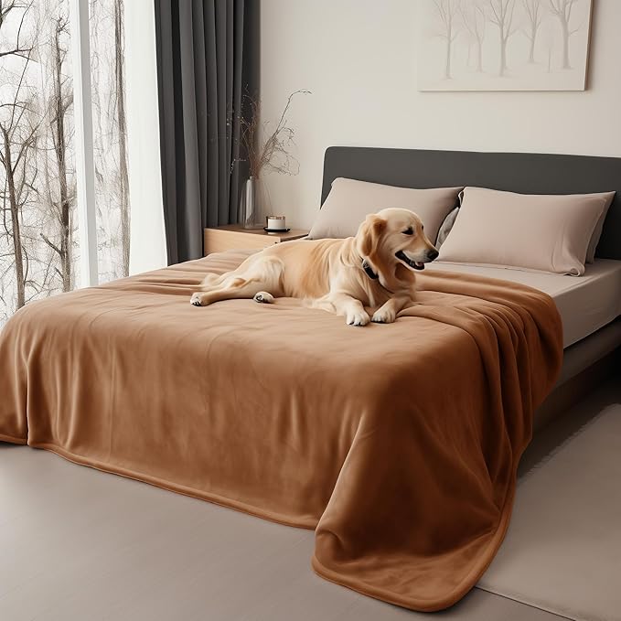 Waterproof Throw Blanket, Ultra-Soft, Water Resistant, Water Proof, Stain Proof, Leakproof & Spill-Proof Flannel Throw (Velvet Brown & Twilight Blue, 40x60)