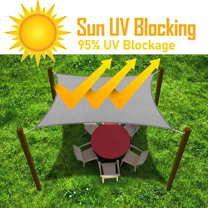 14' x 19' Grey Outdoor Sun Shade Sail Canopy ??UV Resistant Permeable Awning Fabric for Patio, Garden, Backyard, Pergola, Carport, Lawn Shelter Cover