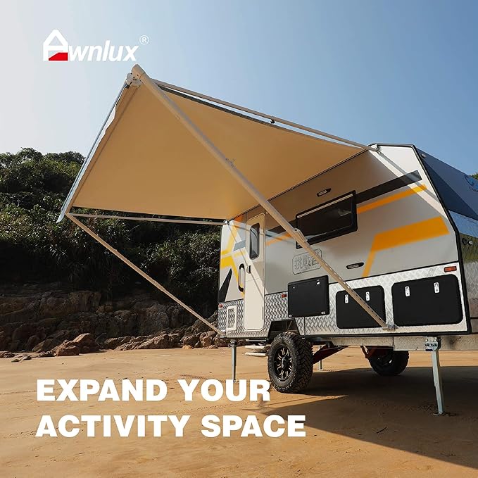 Awnlux RV Awning Camper Awning Fabric, Trailer Awning Canopy Patio Camping Car Awning, Durable Vinyl Roller Tube for RV, Van, SUV, Patio Awning Replacement (12, Black Fade)