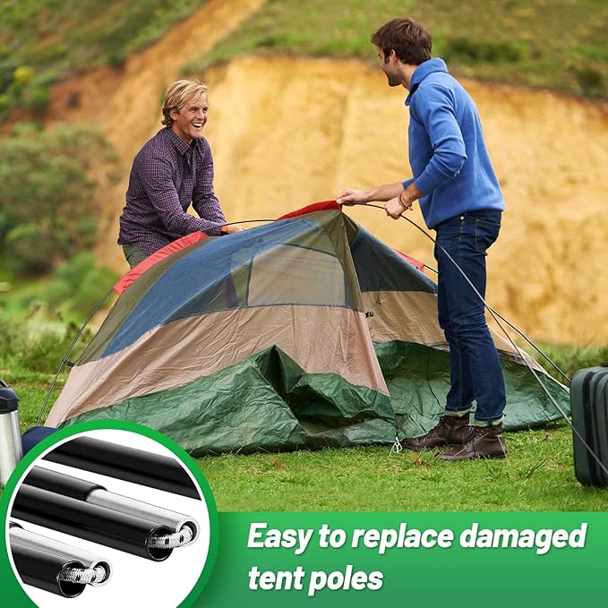 Acostop Aluminum Tent Poles Replacement - Pre-Assembled Tent Poles Stakes, Fits Both Female and Male Ends - Lightweight Tent Pole Repair Kit for Hiking Camping Backpacking Tent, 14.5FT