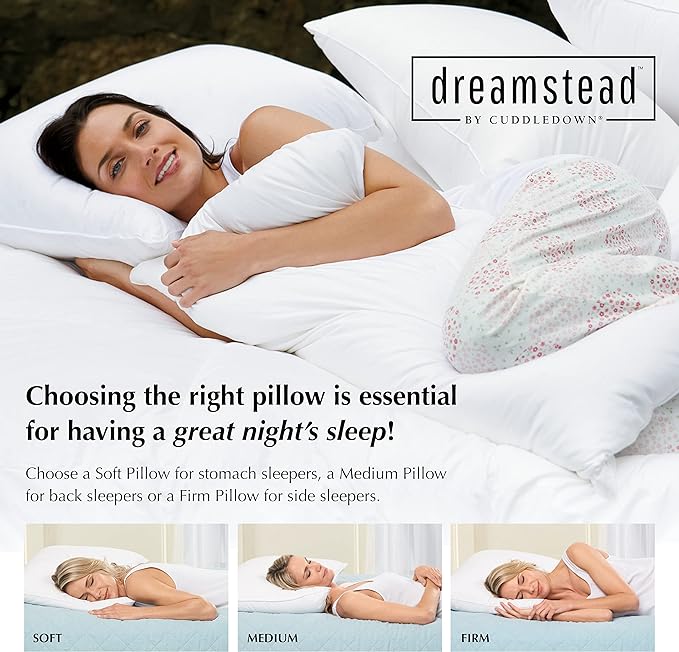 Cuddledown Dreamstead Premium Sleeping Pillow| European White Goose Down | 700 Fill Power | 300 Thread Count 100% Cotton Shell | Windowpane Weave | Hypoallergenic | Handcrafted | King – Firm